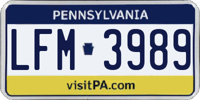 PA license plate LFM3989