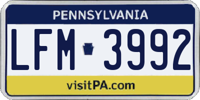 PA license plate LFM3992