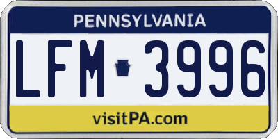 PA license plate LFM3996