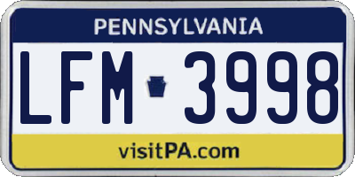 PA license plate LFM3998
