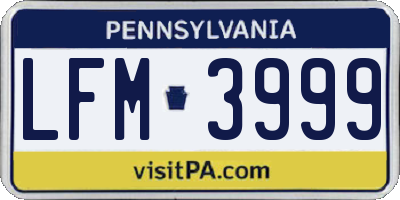 PA license plate LFM3999