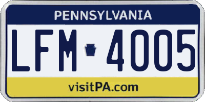 PA license plate LFM4005