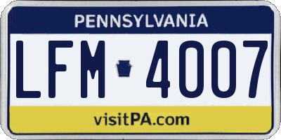 PA license plate LFM4007