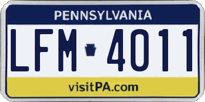 PA license plate LFM4011