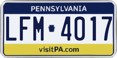 PA license plate LFM4017