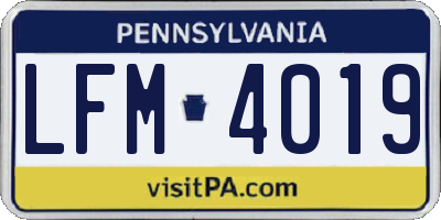 PA license plate LFM4019