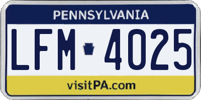 PA license plate LFM4025