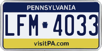 PA license plate LFM4033