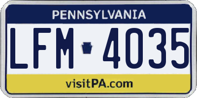 PA license plate LFM4035