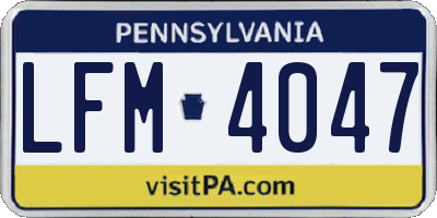 PA license plate LFM4047