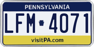 PA license plate LFM4071