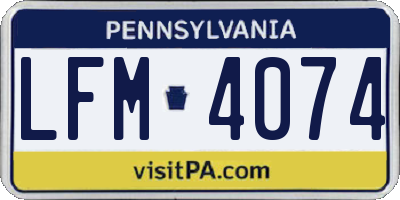 PA license plate LFM4074
