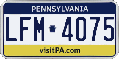 PA license plate LFM4075