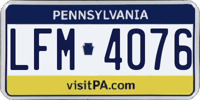 PA license plate LFM4076