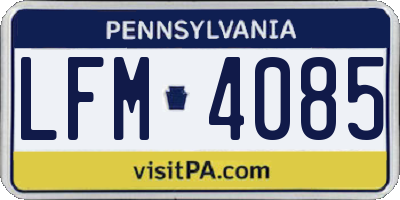 PA license plate LFM4085