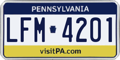 PA license plate LFM4201