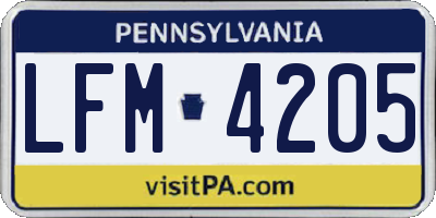 PA license plate LFM4205