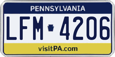 PA license plate LFM4206