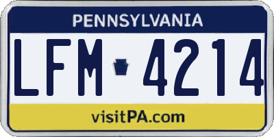 PA license plate LFM4214