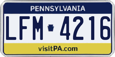 PA license plate LFM4216