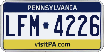 PA license plate LFM4226