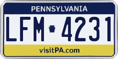 PA license plate LFM4231