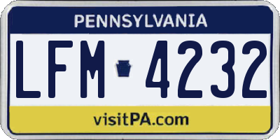 PA license plate LFM4232