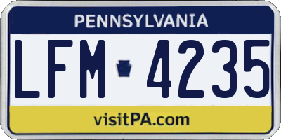 PA license plate LFM4235