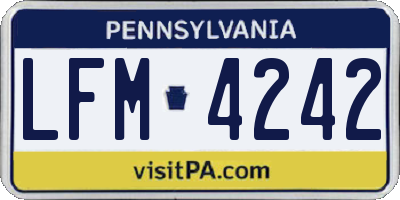 PA license plate LFM4242