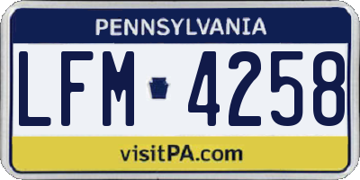 PA license plate LFM4258