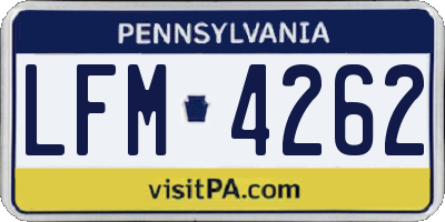 PA license plate LFM4262