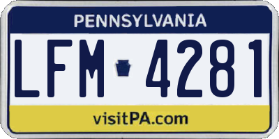 PA license plate LFM4281