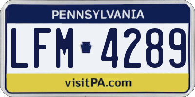 PA license plate LFM4289