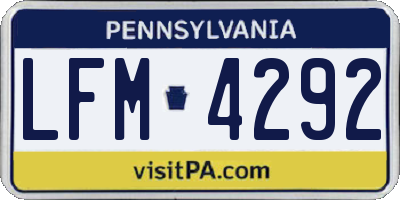 PA license plate LFM4292
