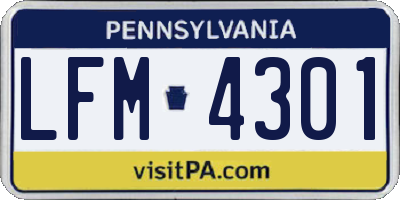 PA license plate LFM4301