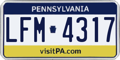 PA license plate LFM4317