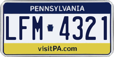 PA license plate LFM4321