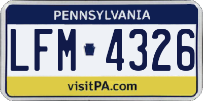 PA license plate LFM4326