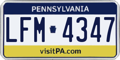 PA license plate LFM4347
