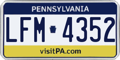 PA license plate LFM4352