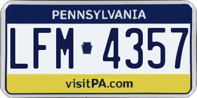 PA license plate LFM4357