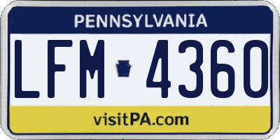 PA license plate LFM4360