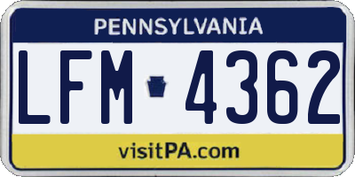 PA license plate LFM4362