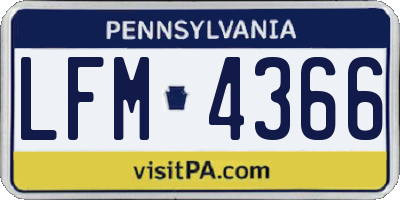 PA license plate LFM4366