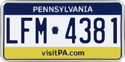 PA license plate LFM4381