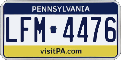 PA license plate LFM4476