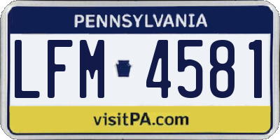 PA license plate LFM4581