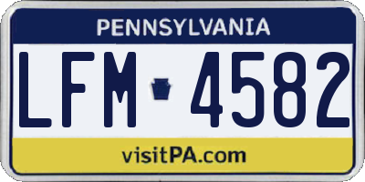 PA license plate LFM4582