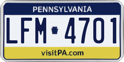 PA license plate LFM4701
