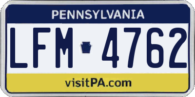PA license plate LFM4762